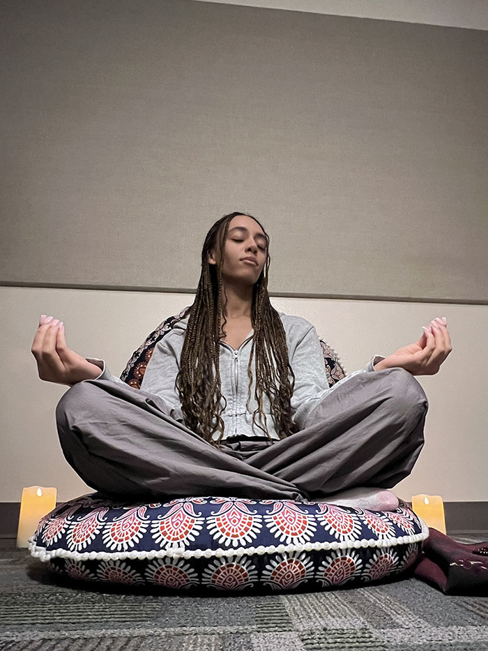 young woman meditating